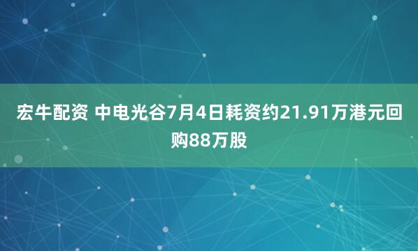 宏牛配资 中电光谷7月4日耗资约21.91万港元回购88万股